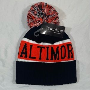 Orientine Knitted Winter Hat Pom Beanie Baltimore Baseball Orioles Adult Unisex